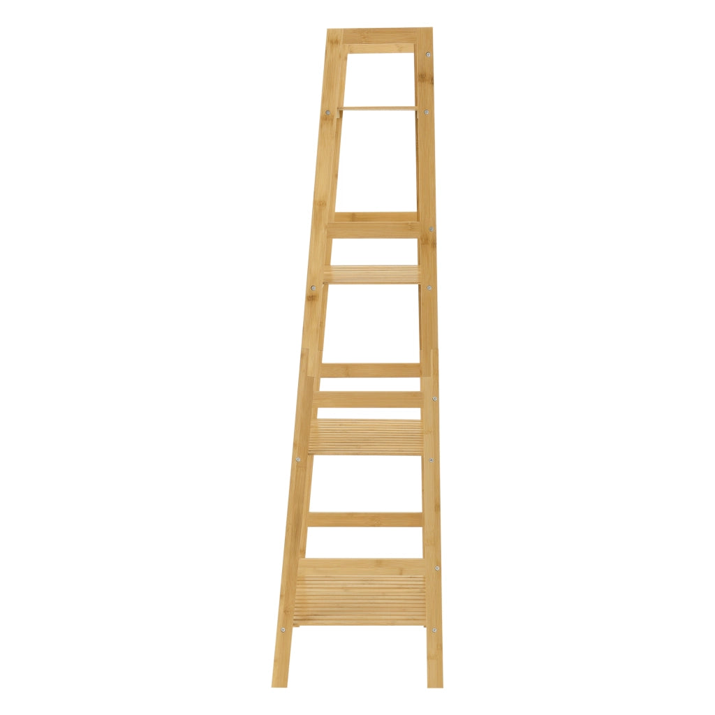 Scaffale a Scala Vinje con 4 Ripiani - Bambù Naturale [en.casa]