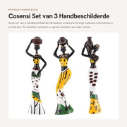 Set di 3 Sculture Handpitturate Africane per Decorazione Interna