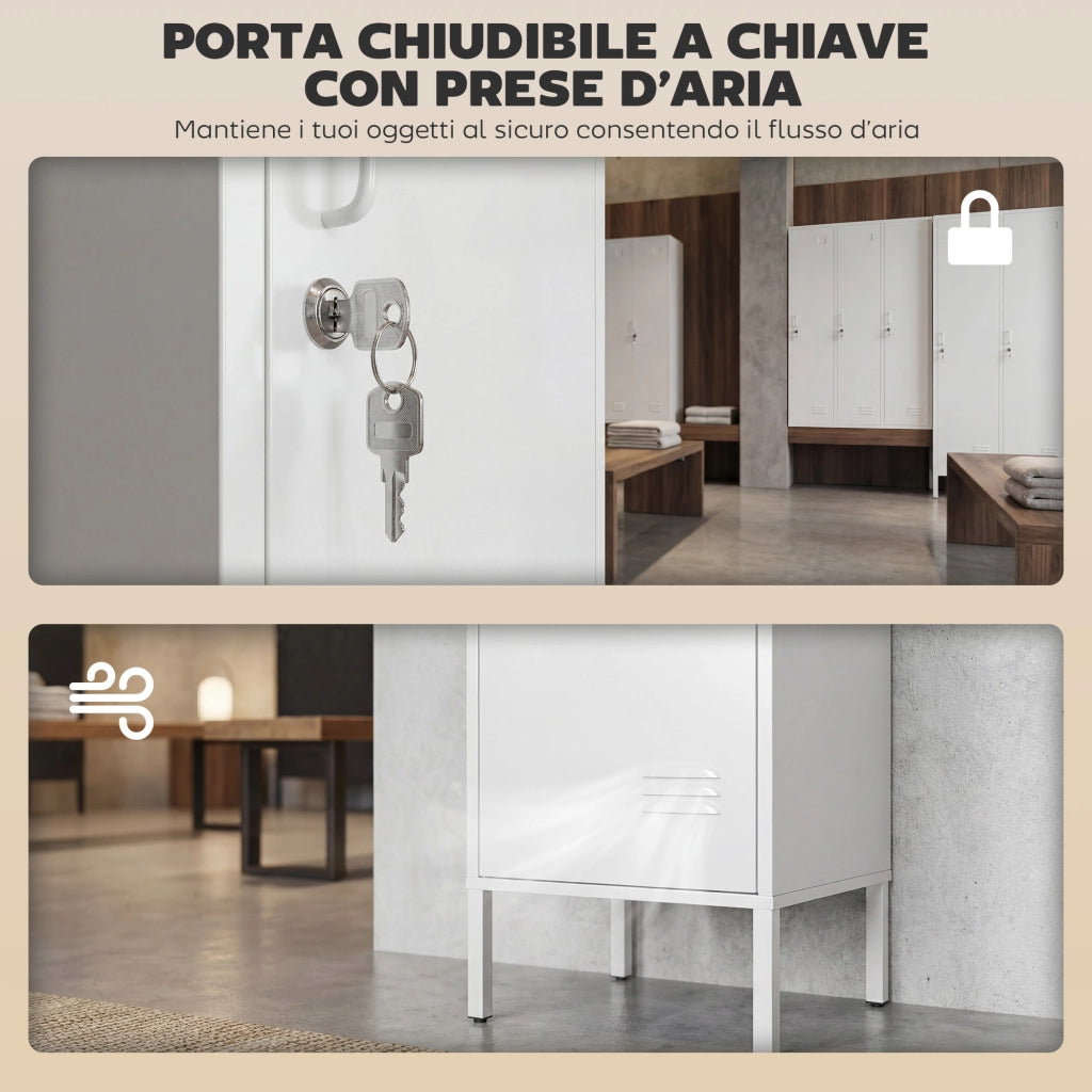 Armadio Metallico con Porta ¨C zephmum ¨C Bianco 40x40x179 cm