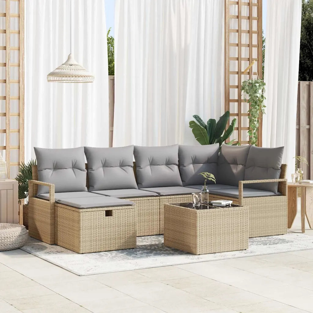 Set di divani 7 pcs Beige e Grigio Chiaro polyrattan 3359189