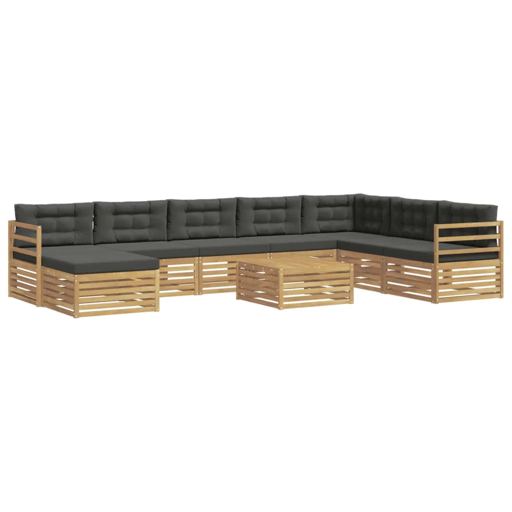 Set di divani da esterno 9 pz Bianco e Antracite Poliestere 3390987