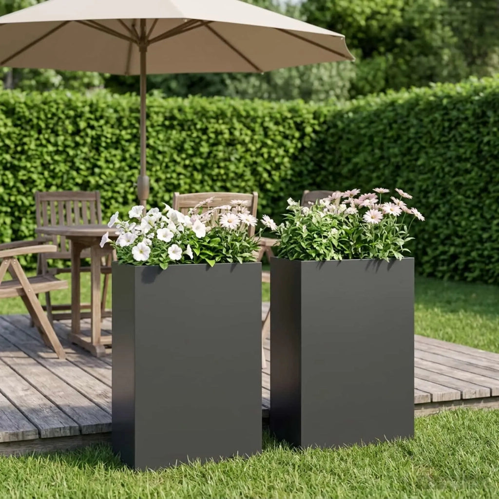 Vaso da giardino 2 pz Nero 40 x 20 x 75 cm 8005429