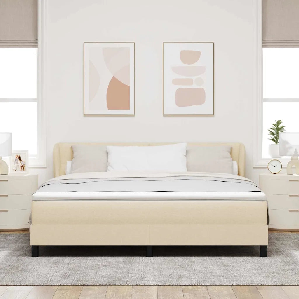 Letto a molle con materasso Crema 180 x 200 cm Tessuto 3340043