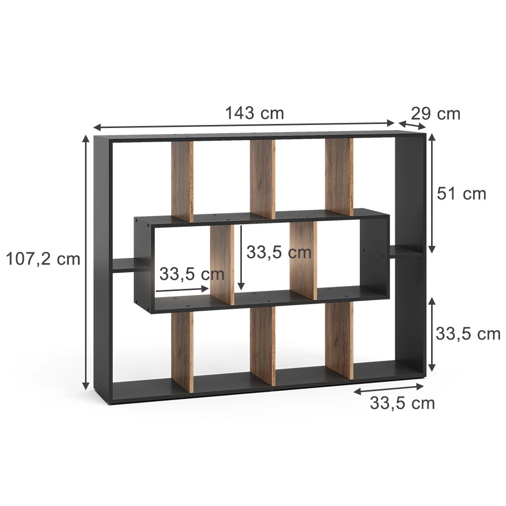 Vicco Scaffale Antracite/quercia dorata 107.2 x 143 cm
