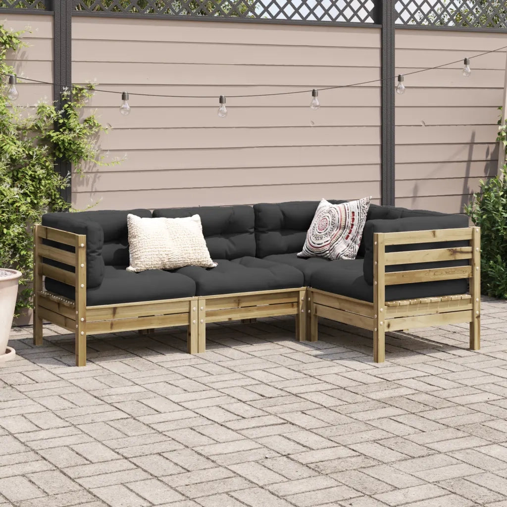 Set Divani da Giardino 4pz con Cuscini Legno Impregnato di Pino 3299418