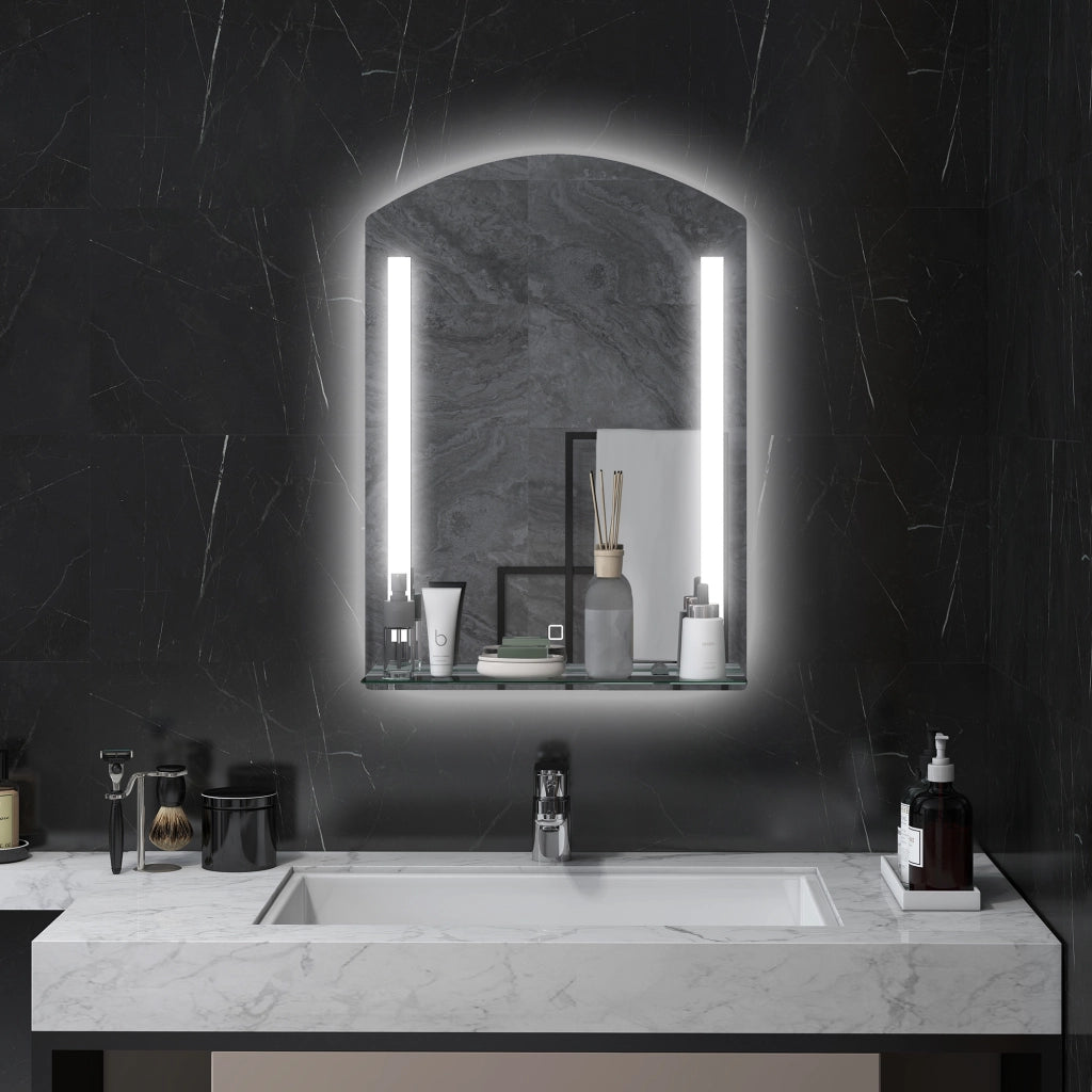 Specchio Bagno con Luci LED e Ripiano Vetro ¨C Minimal ¨C 70x50 cm