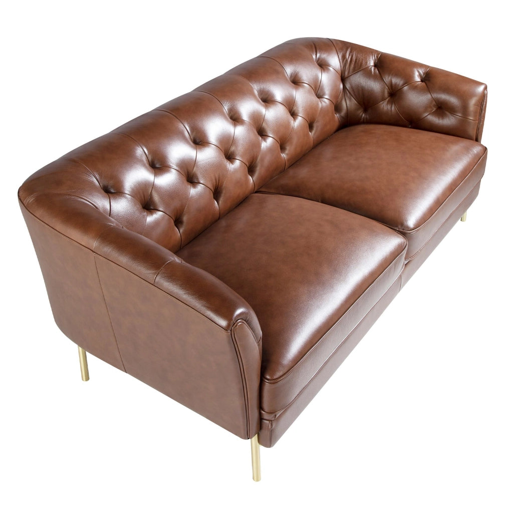 Divano Chester a 2 posti in pelle marrone cognac