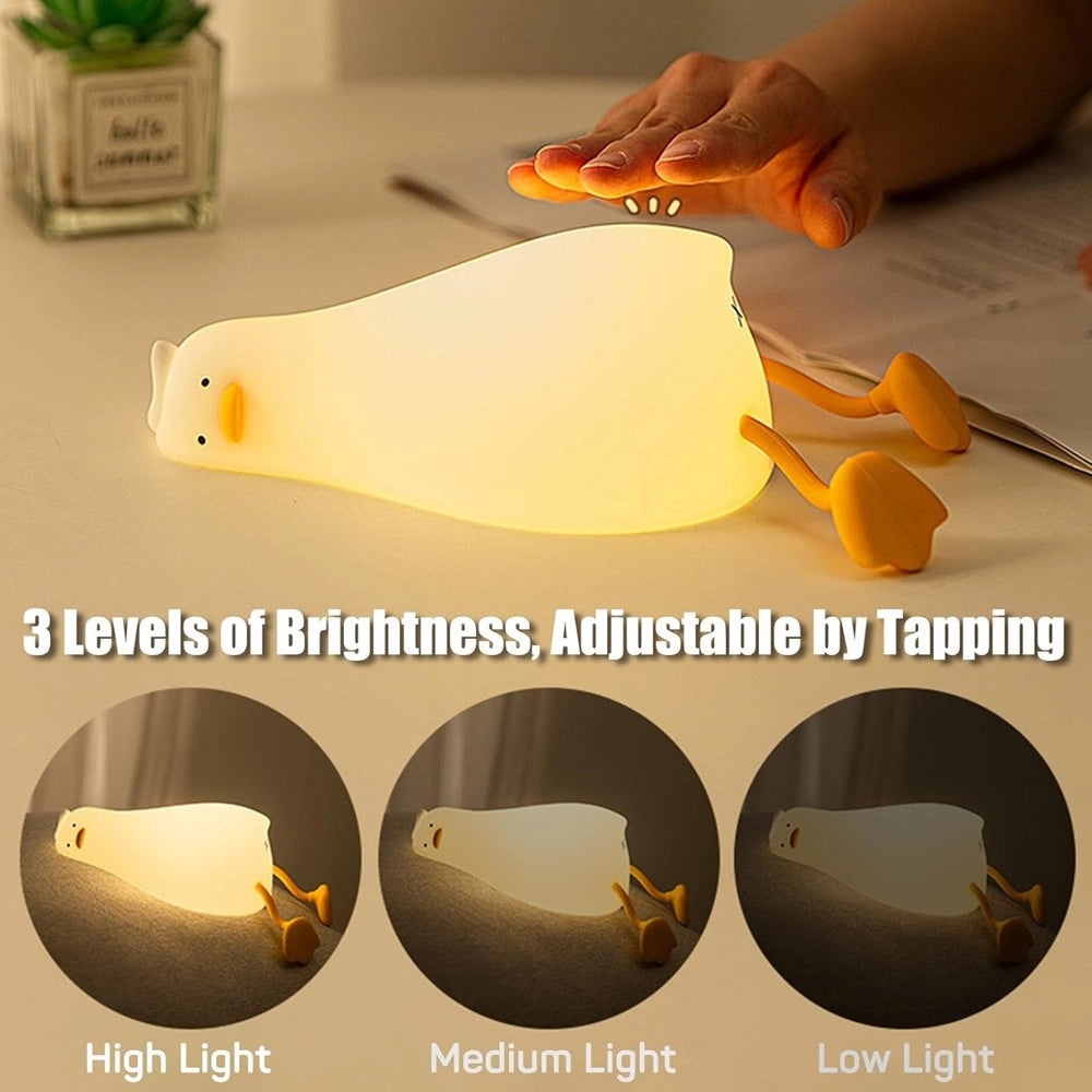 Trade Shop - Luce Notturna Forma Anatra Sdraiata In Silicone Lampada Ricaricabile Usb A Led Touch -