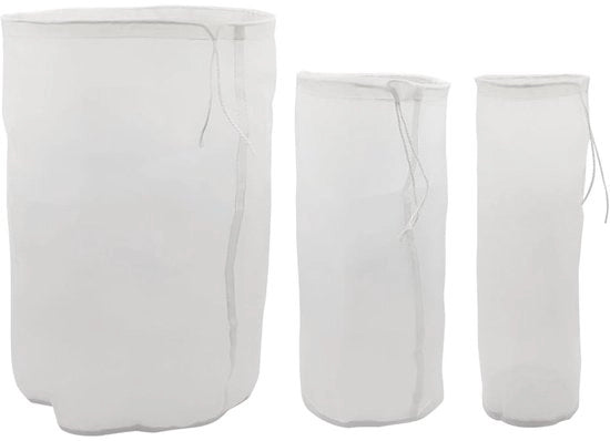 Sac a Notenmelk 200 mesh - Filtro a Tessuto - Passepartout in Nylon - 3 Pezzi - Per Notenmelk/Sap - Dimensioni 25/7 cm, 23/11 cm, 30/20 cm - Sac a Filtro