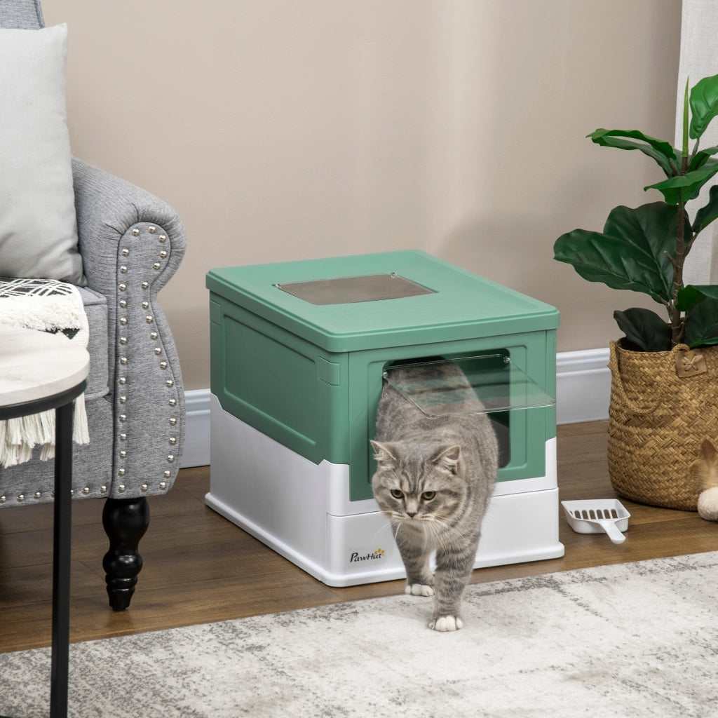 Casetta per Gatti ¨C Minimal ¨C Verde e Bianco 47.5x35.5x36.7 cm