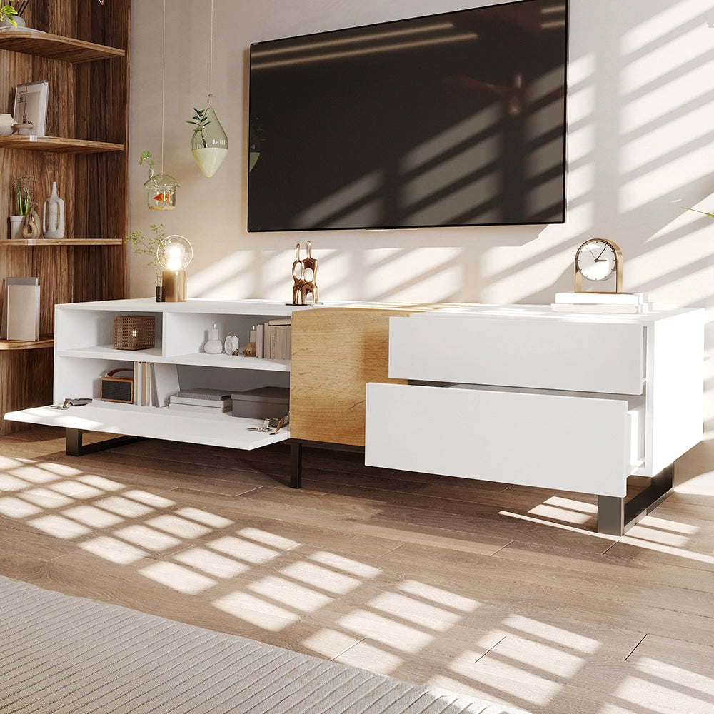 Mobile TV minimal - Xylo - 180x50x38cm legno/bianco