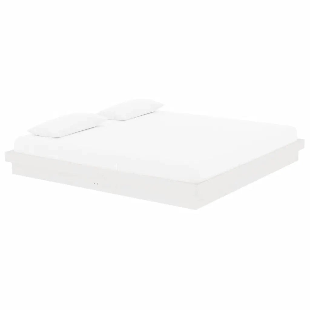 Letto matrimoniale | Letto per adulti | Giroletto Bianco in Legno Massello 200x200 cm