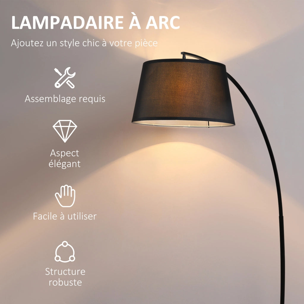 Lampada da terra ad arco ¨C zephmum ¨C metallo lin nero