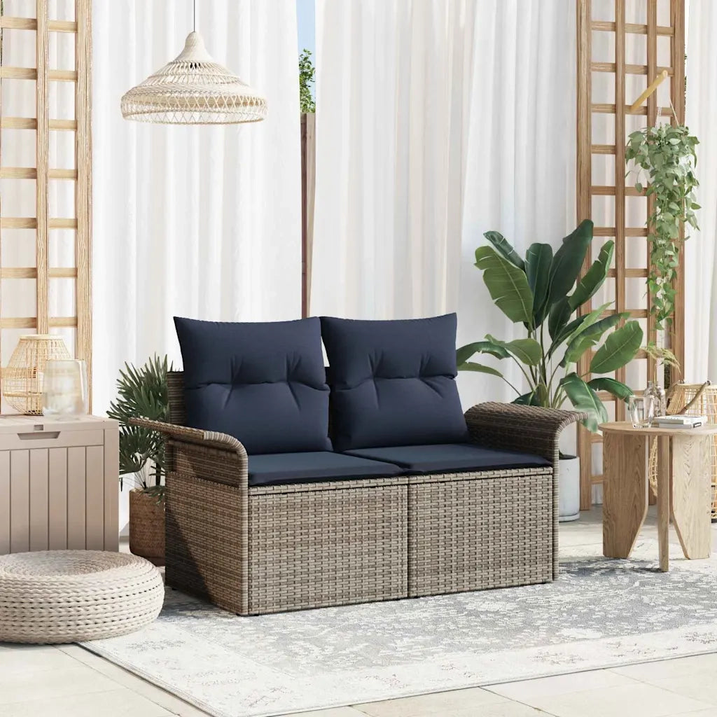 Divano da giardino con cuscino 141 x 62 x 69 cm polyrattan 42006699