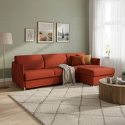 Sumirago, Divano Letto con Penisola Sfoderabile Made in Italy, 260x160 cm Rosso