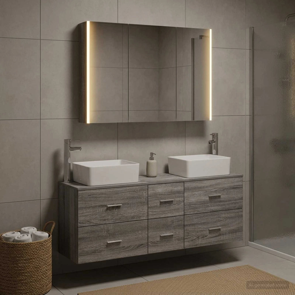 Set di mobili per il bagno 4 pz Sonoma grigio 3406868