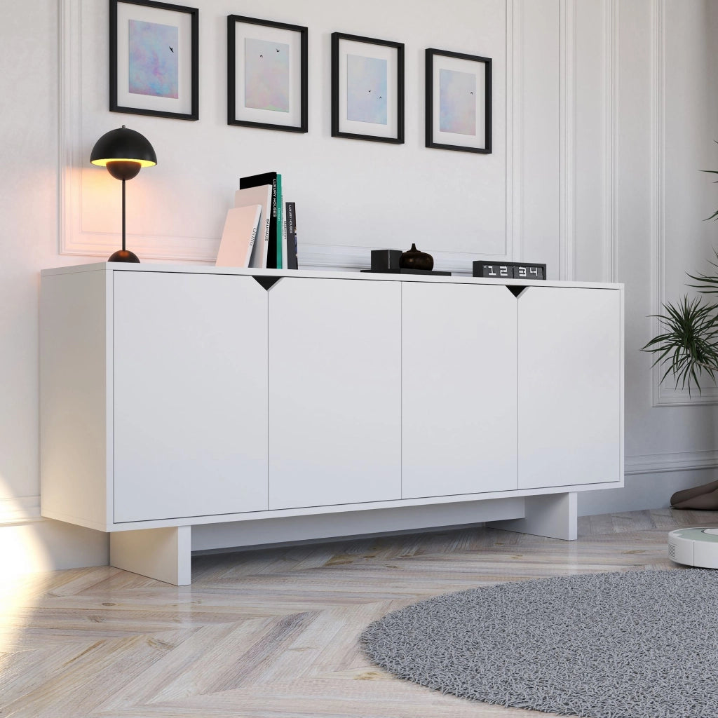 Credenza in legno "Doruk" - 180 x 40 x 81 cm - Bianco