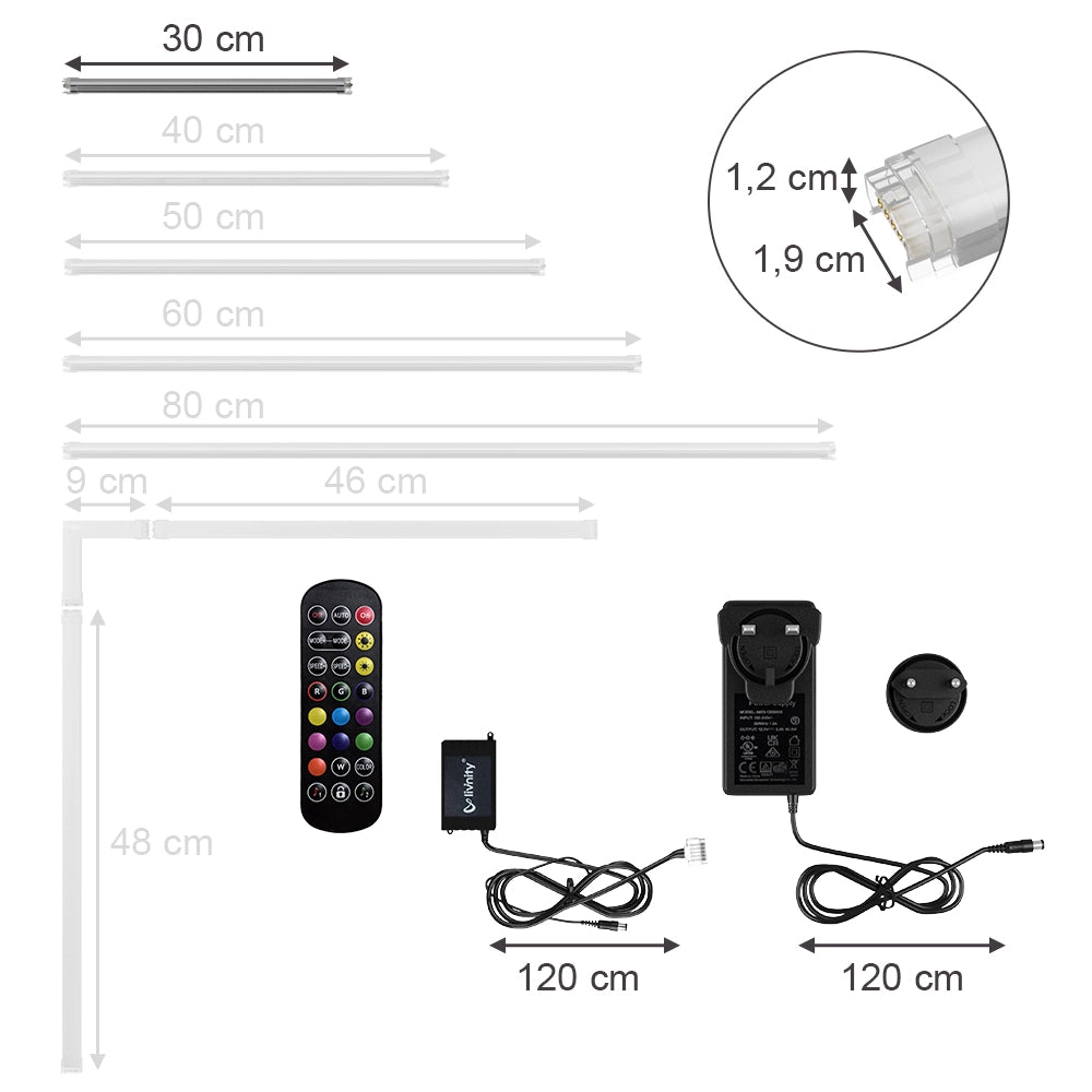Vicco Striscia LED Bianco 30 cm con starter pack