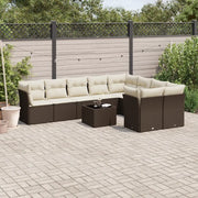 Set Divani da Giardino 10pz con Cuscini in Polyrattan Marrone 3218183