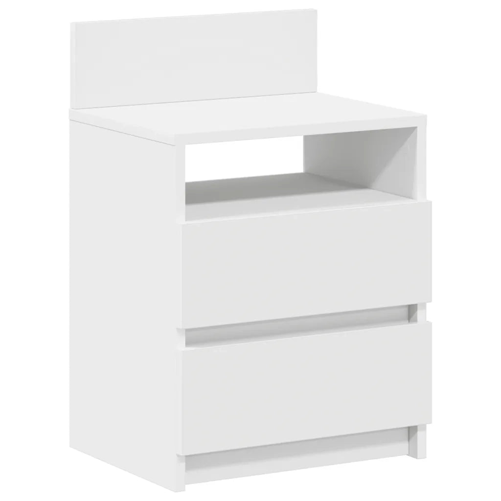 Comodini 2 pz con 2 Cassetti Bianchi 40x33x60 cm 858561