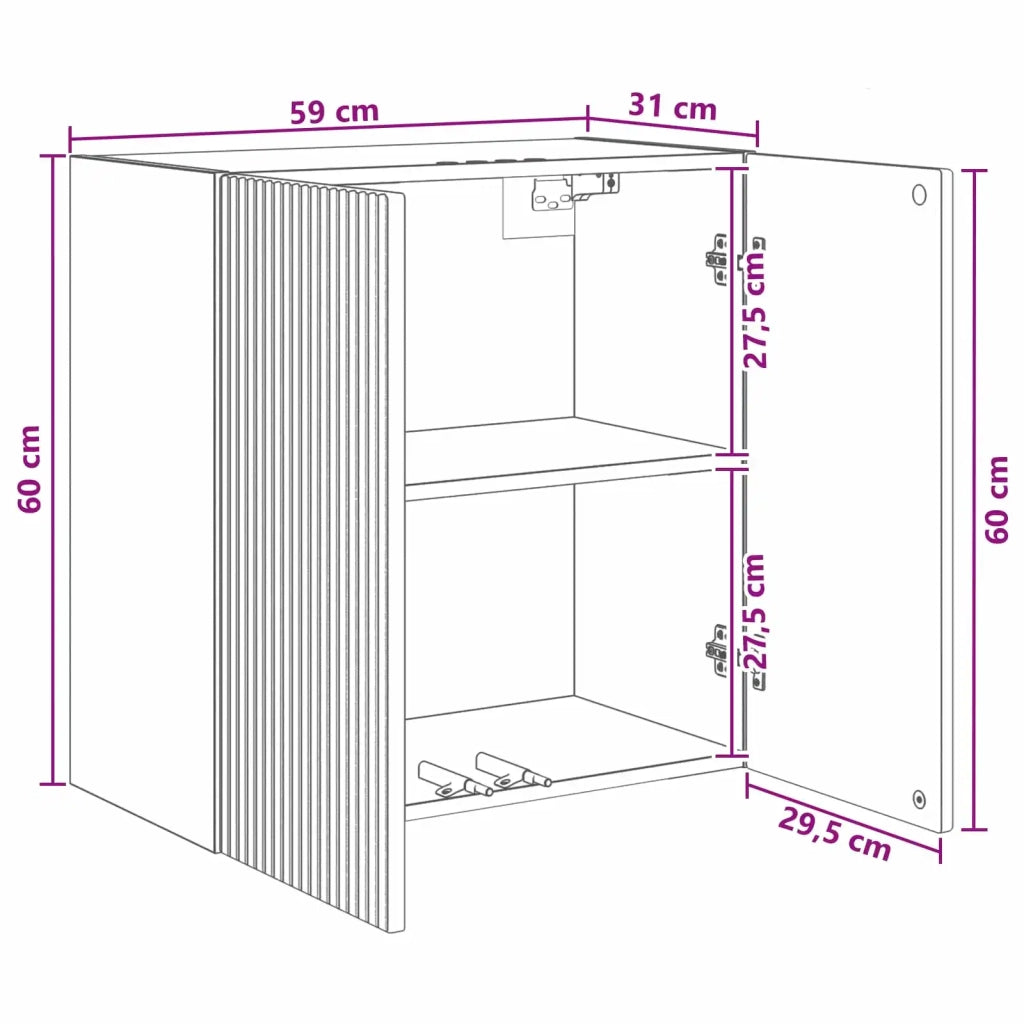 Mobiletto a muro Bianco Lucido 59 x 31 x 60 cm 898409