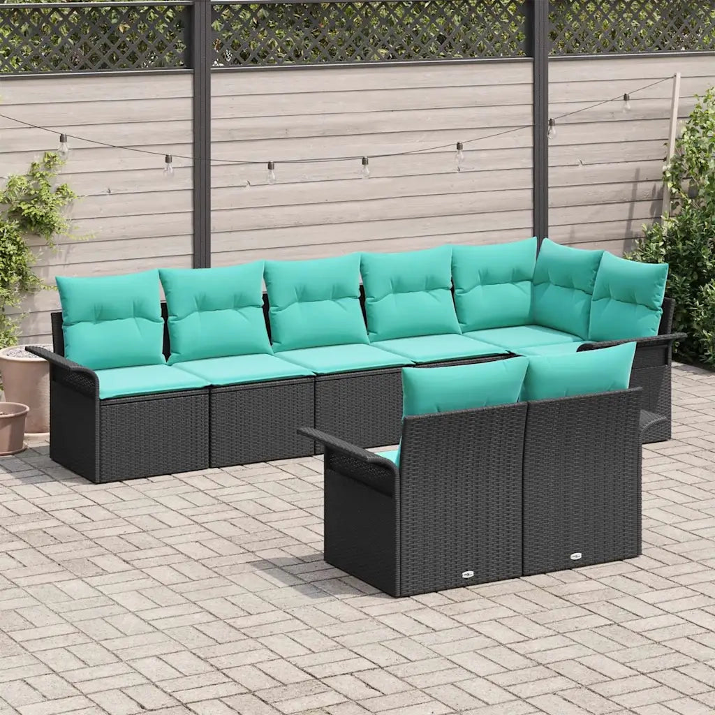 Set Divano da Giardino con archiviazione 8 pcs Nero polyrattan 3354085