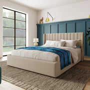 LETTO Contenitore idraulico 160x200 cm Beige in lino