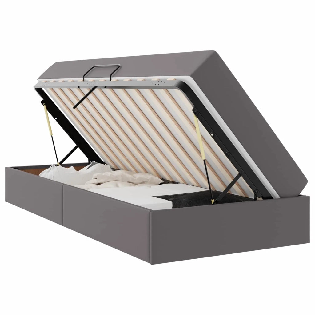 Letto con contenitore e materasso 2 pcs Grigio Pelle 3399598