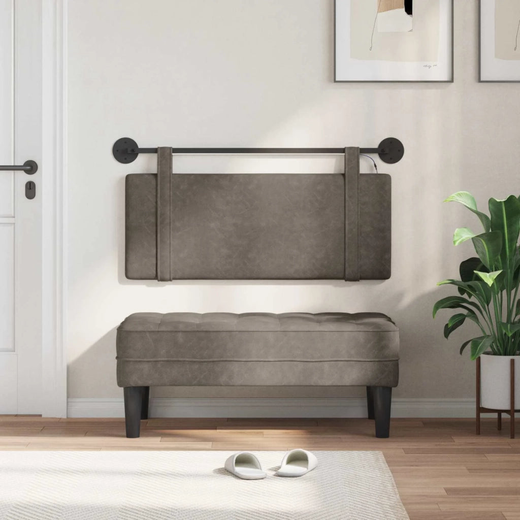 Testiera | Testata sospesa Con luce LED Grigio PU Antico