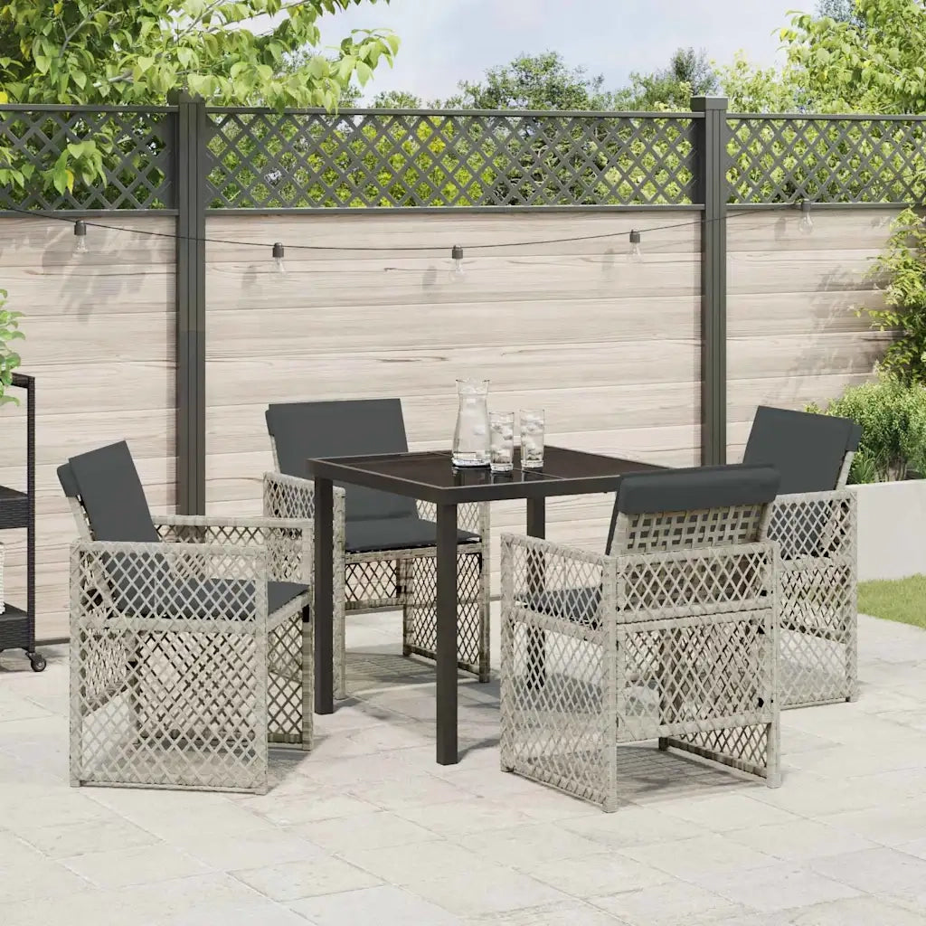 Set da Pranzo per Giardino 5 pcs Grigio chiaro polyrattan