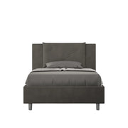 BS COM Letto una piazza e mezza contenitore imbottito 110x200 microfibra grigio