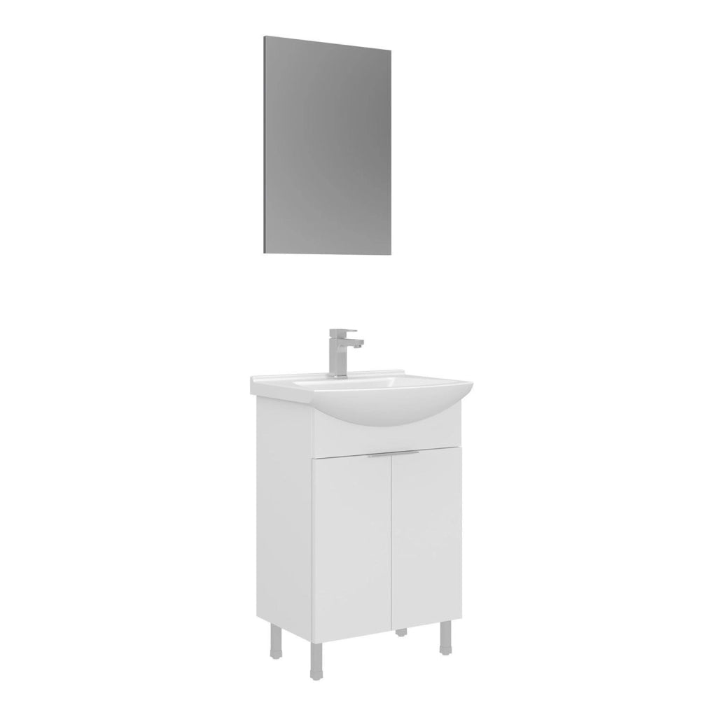 Set mobile lavabo con specchio (2 pezzi) "Purus 55" - 55 x 2 x 83 cm - Bianco
