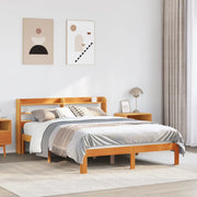 Letto senza Materasso-Struttura Letto Marrone Cera 135x190 cm in Legno di Pino 193122