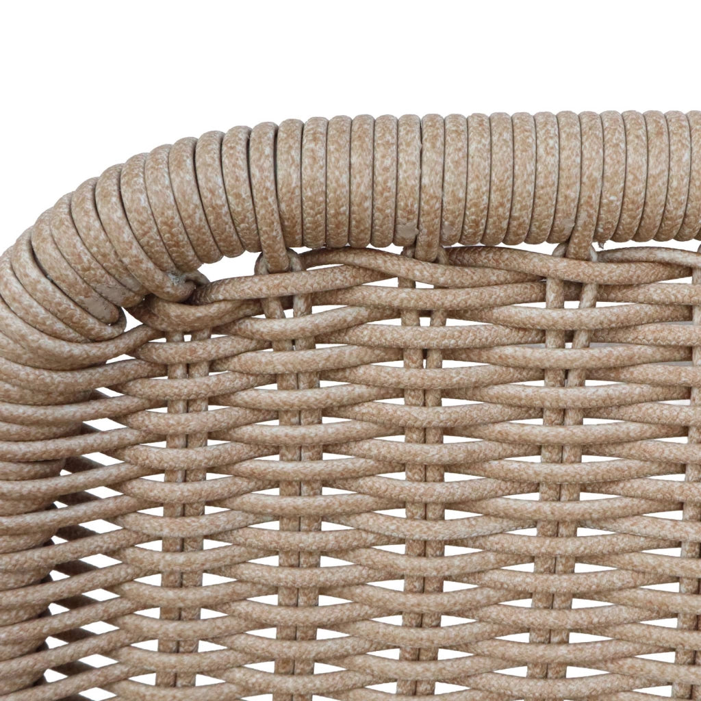 Lettino prendisole e poggiapiedi in alluminio e corda, beige