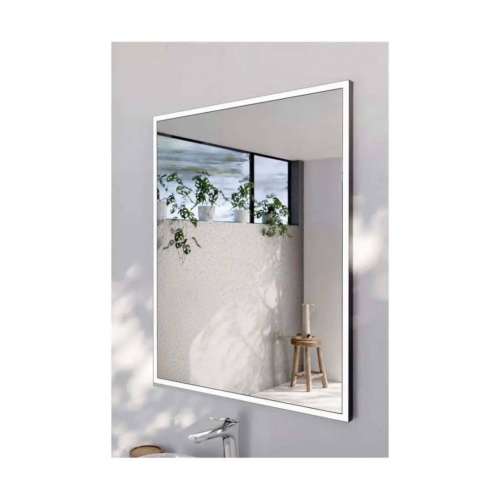 Specchio bagno LED rettangolare grafite 83x68 cm design