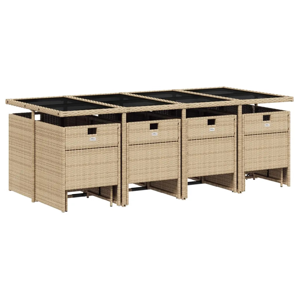 Set Pranzo da Giardino 13 pz con Cuscini Beige Misto Polyrattan 3277751