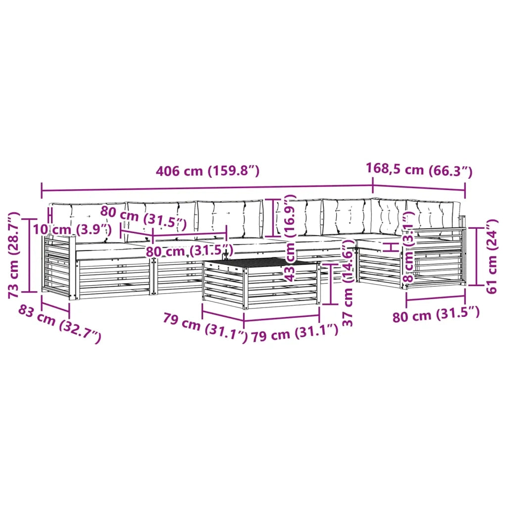 Set di divani da esterno 7 pz Bianco e Antracite 3390617