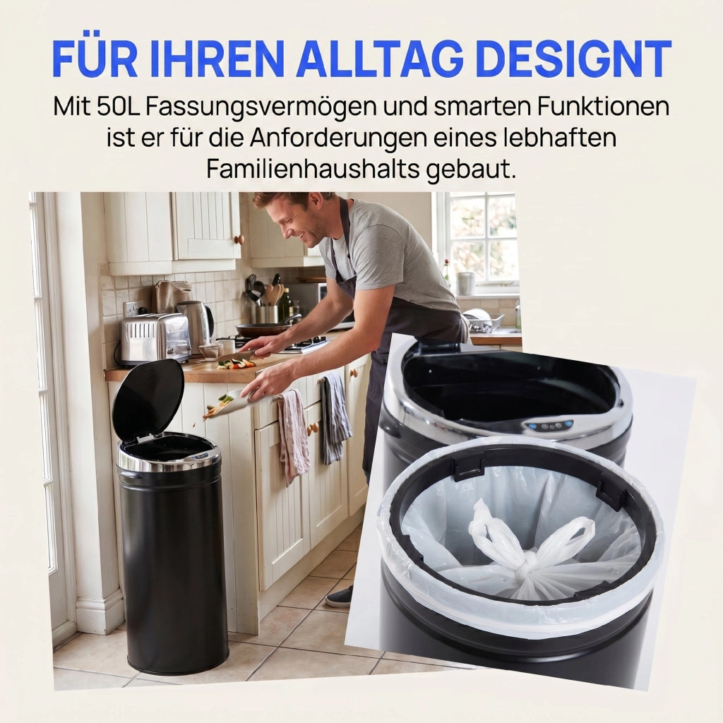 Cestino Sensorizzato 50L ¨C Minimal ¨C Acciaio Inox, Infrarosso, Automatico