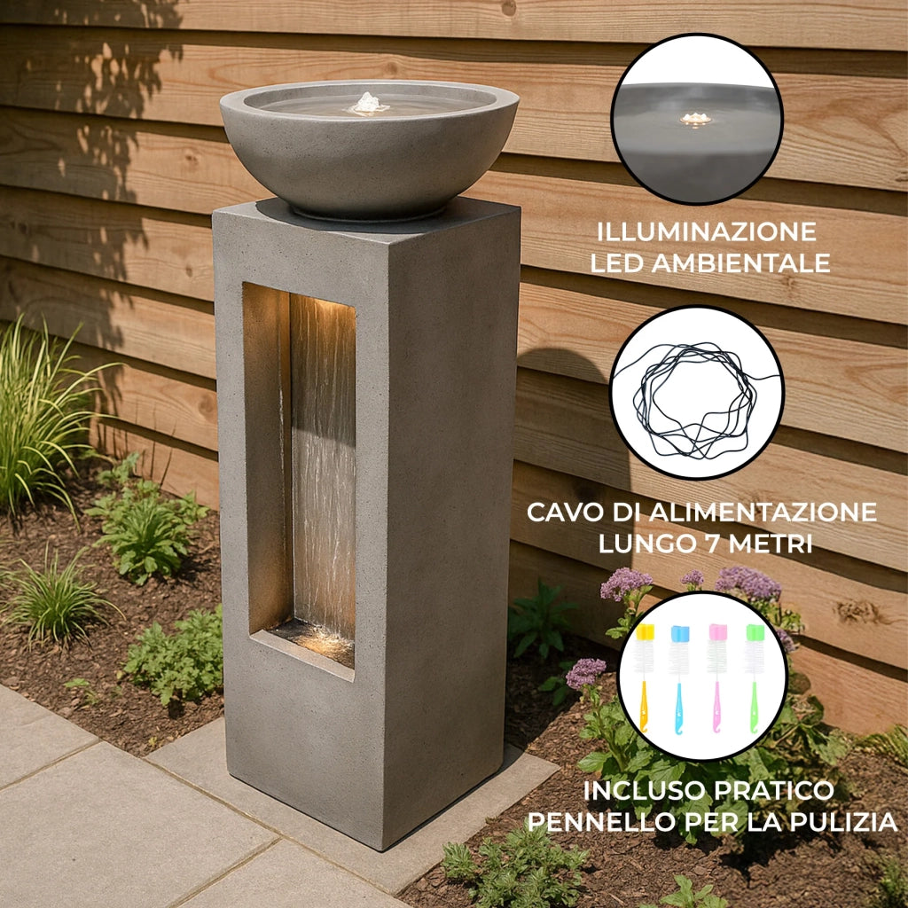 Fontana da Giardino Elettrica con LED, Pompa e Cascata – Serenity Falls