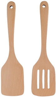 Set di Spatole in Legno - 2 pezzi - Antiscivolo - Cucina - Materiale di alta qualità Becco di Faggeto - Lunghezza 30,5 cm