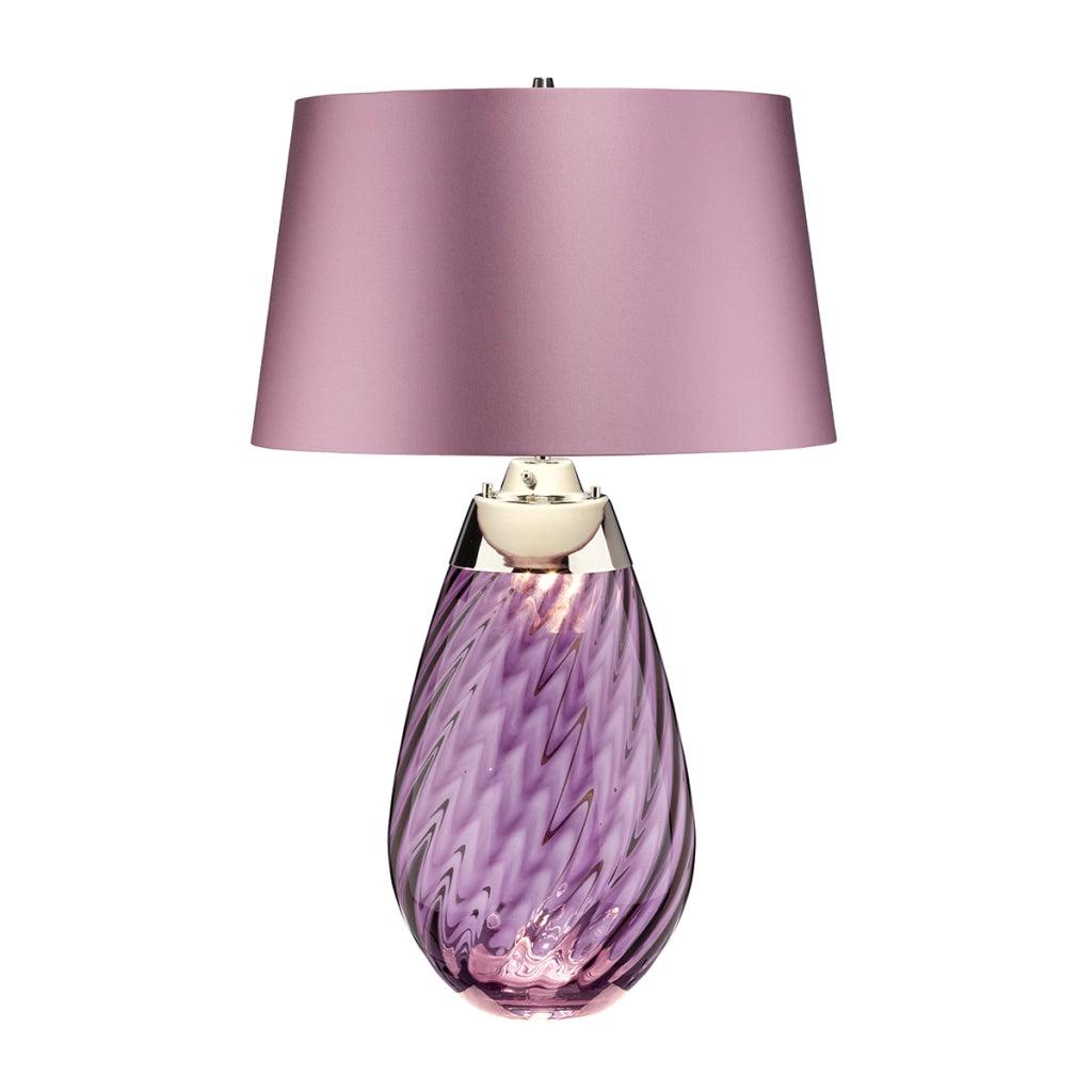 Lampada da tavolo in vetro viola con paralume Lena E27 Elstead