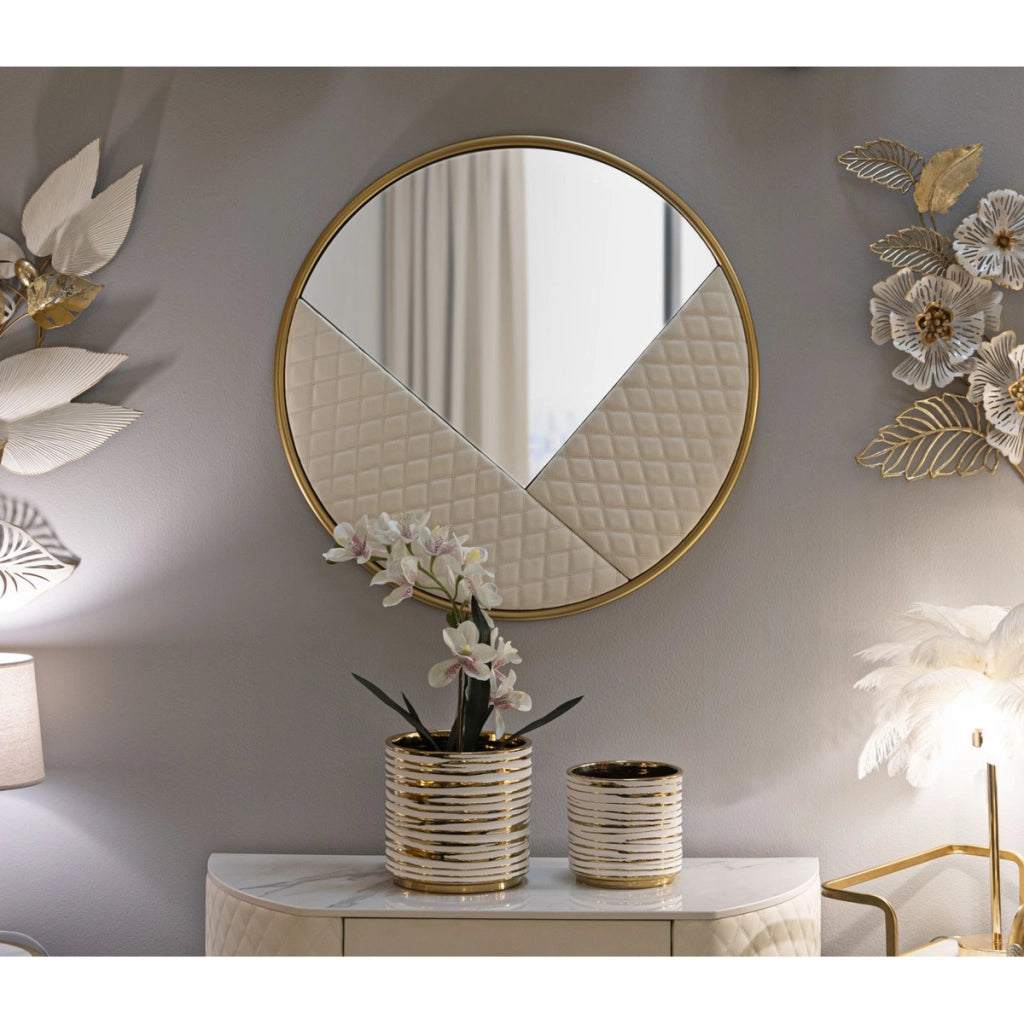 Specchio con Cornice VKH487, Bianco, Metallo, 80x3x80 cm
