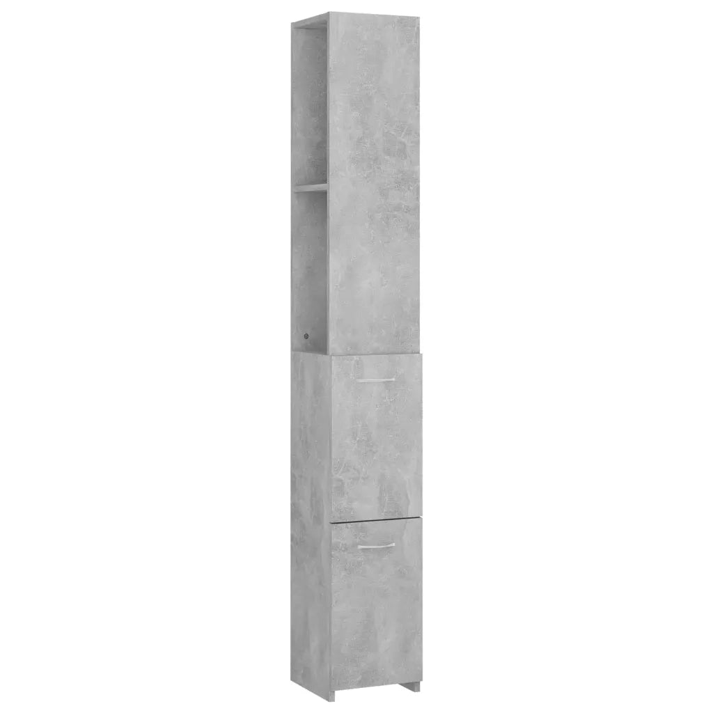 Armadietto Bagno | Armadio da bagno Grigio Cemento 25x26,5x170cm Legno Multistrato