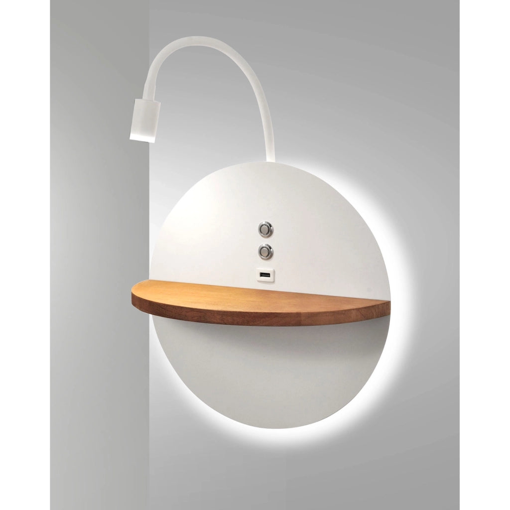Applique DUAL Bianca Fabas 2 Luci Stile Moderno in Metallo e Legno 3000K