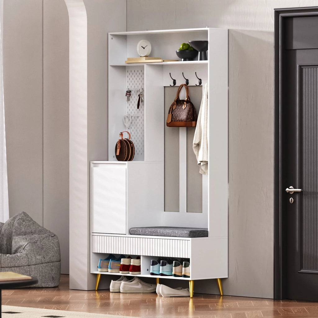 MOBILE INGRESSO Con panca 100x35x180 cm MDF bianco