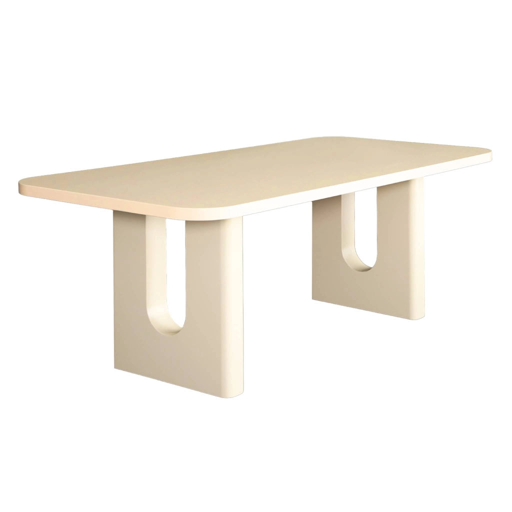 Tavolo da pranzo con finitura opaca, 8 posti, crema
