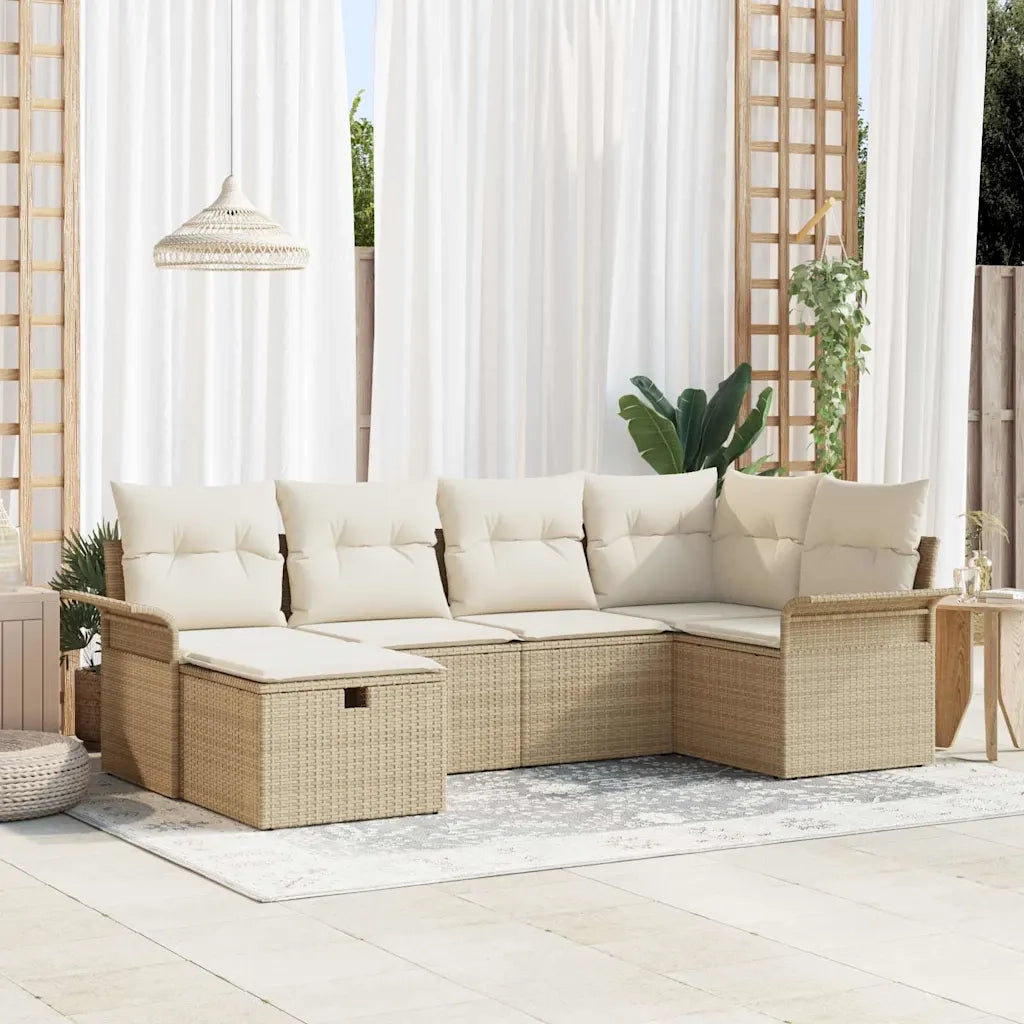 Set Divano da Giardino con cuscino 6 pcs Poly Rattan