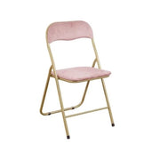 SEDIA PIEGHEVOLE CYNTHIA IN VELLUTO ROSA E STRUTTURA ORO