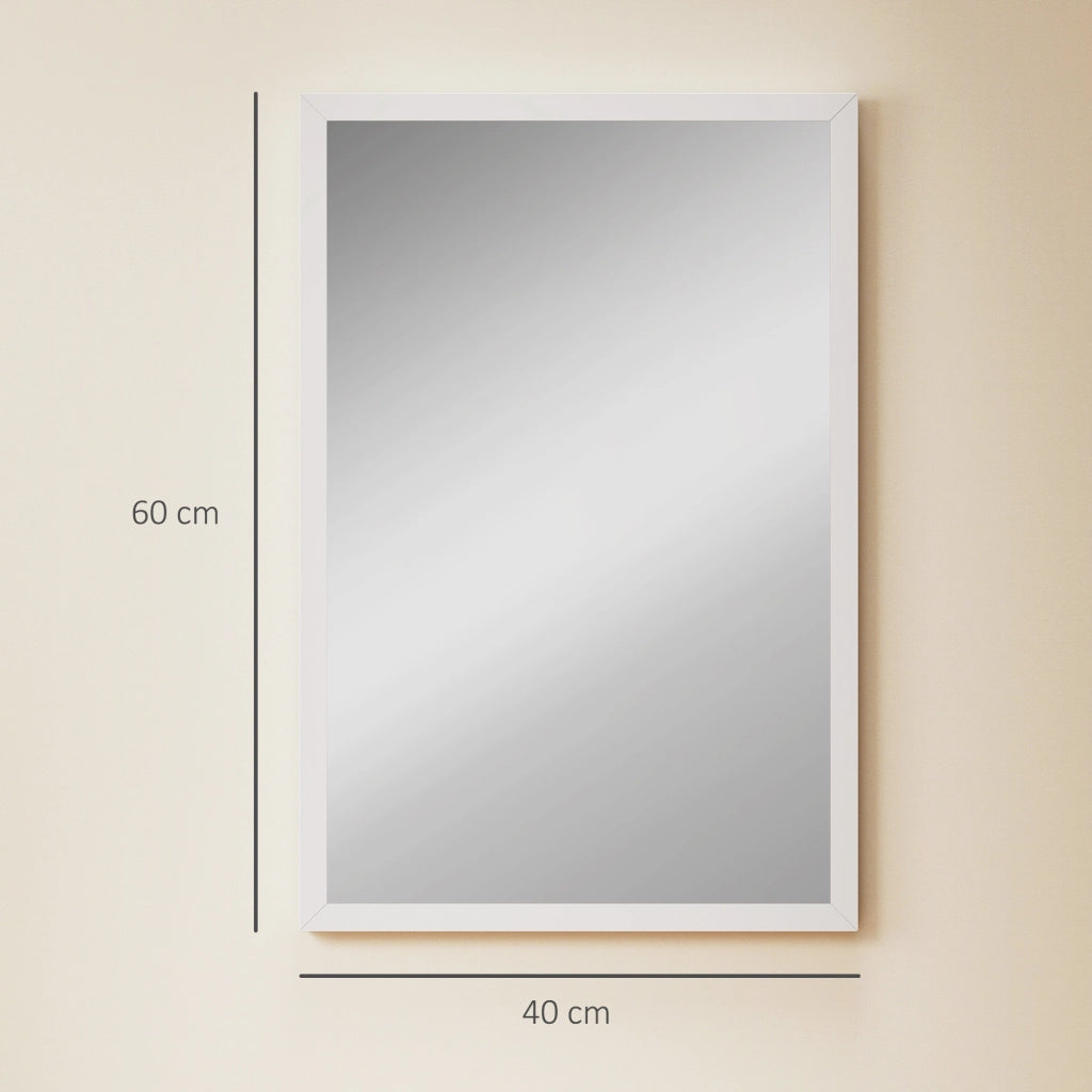Specchio da Parete Rettangolare ¨C Minimal ¨C Legno Bianco 60x40 cm