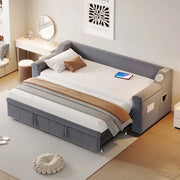 Divano letto - Xylo - 90x190 cm Bluetooth USB velluto grigio